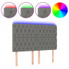 Cabecero con luces LED tela gris oscuro 160x7x118/128 cm 2