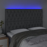 Cabeceira de cama c/ LED tecido 160x7x118/128 cm cinza-escuro 3