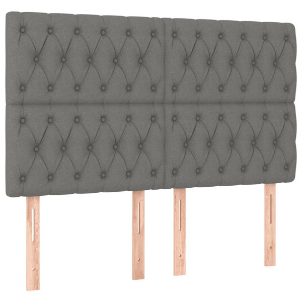 Cabecero con luces LED tela gris oscuro 160x7x118/128 cm M 4