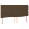 Cabeceira de cama c/ luzes LED tecido 180x7x118/128cm castanho 4