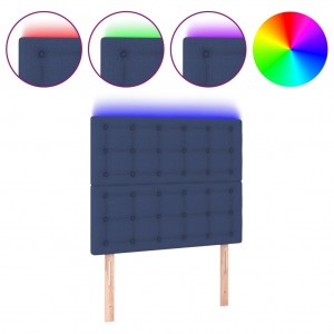Cabeceira cama c/ LED tecido 100x5x118/128 cm azul H