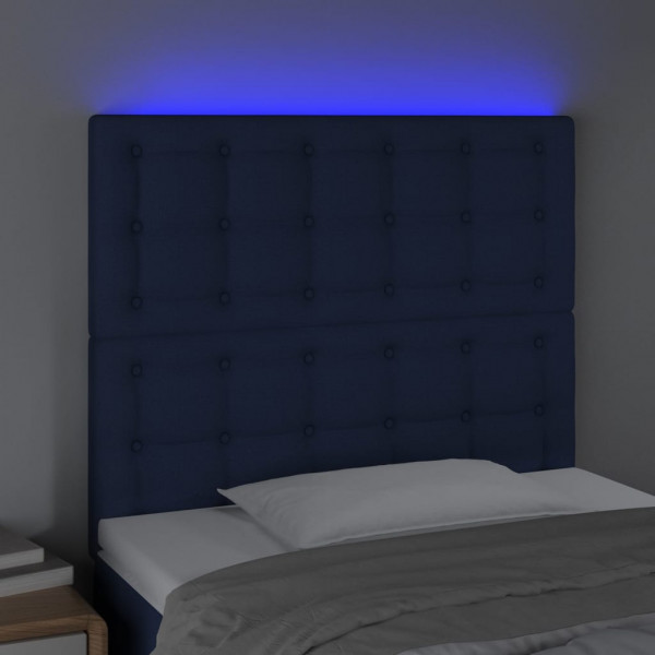 Cabeceira cama c/ LED tecido 100x5x118/128 cm azul M 3