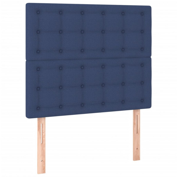 Cabecero con luces LED tela azul 100x5x118/128 cm M 4