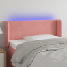 Cabeceira de cama c/ luzes LED veludo 83x16x78/88 cm rosa 1