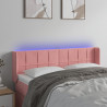 Cabeceira de cama c/ luzes LED veludo 147x16x78/88 cm rosa 1