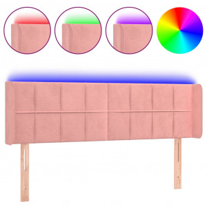 Cabecero con LED de terciopelo rosa 147x16x78/88 cm H