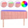 Cabecero con LED de terciopelo rosa 147x16x78/88 cm 2