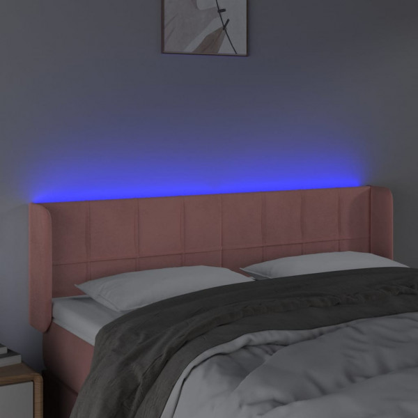 Cabeceira de cama c/ luzes LED veludo 147x16x78/88 cm rosa M 4