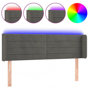 Cabecero con LED de terciopelo gris oscuro 147x16x78/88 cm H