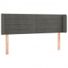 Cabeceira cama c/ luzes LED veludo 147x16x78/88cm cinza-escuro 3