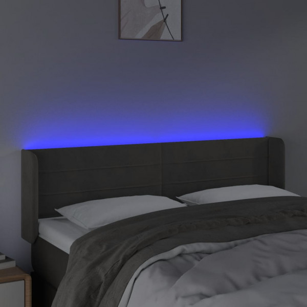 Cabecero con LED de terciopelo gris oscuro 147x16x78/88 cm M 4