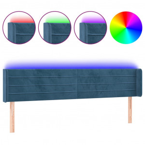 Cabecero con LED de terciopelo azul oscuro 203x16x78/88 cm H