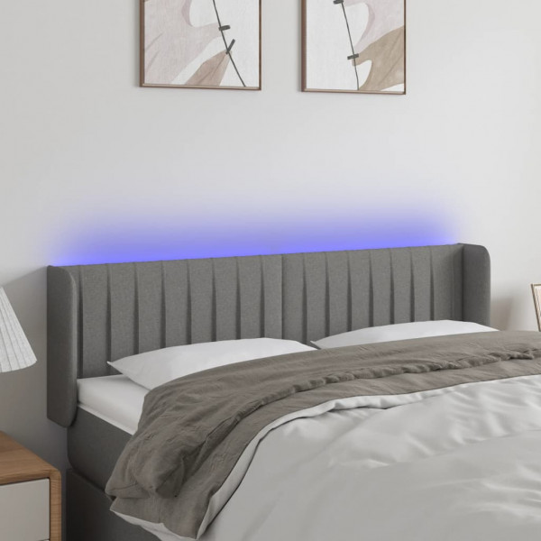 Cabecero con LED de tela gris oscuro 147x16x78/88 cm D