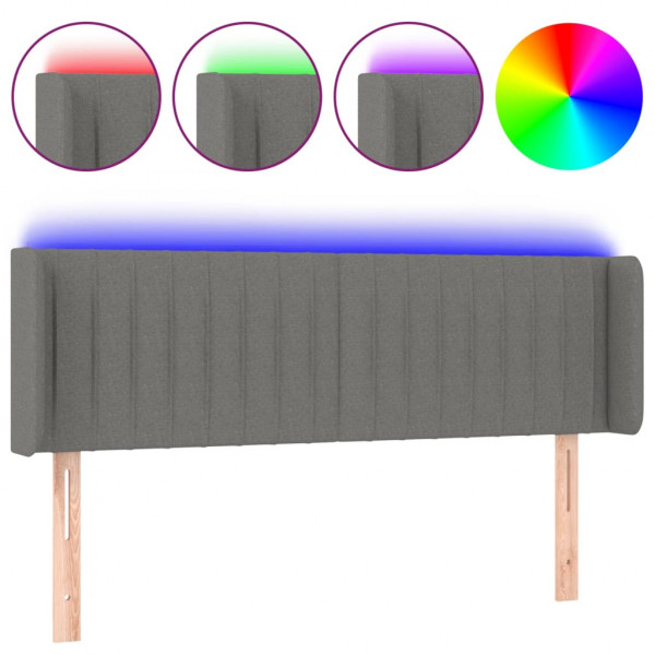 Cabecero con LED de tela gris oscuro 147x16x78/88 cm M 2