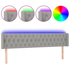 Cabeceira cama c/ luzes LED tecido 203x16x78/88 cm cinza-claro H