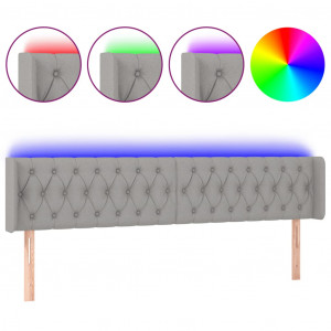 Cabecero con LED de tela gris claro 203x16x78/88 cm H