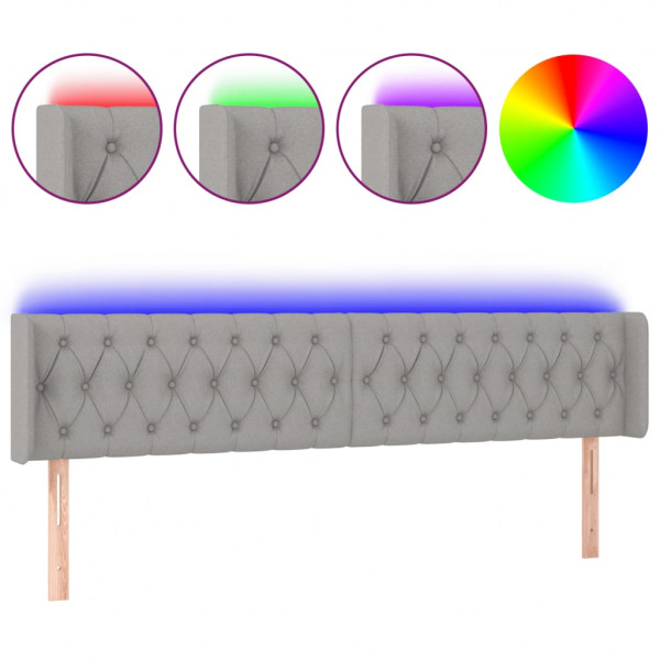 Cabecero con LED de tela gris claro 203x16x78/88 cm M 2