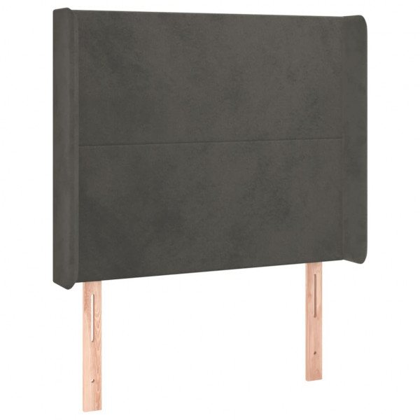 Cabeceira cama c/ luzes LED veludo 93x16x118/128cm cinza-escuro M 3