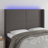Cabeceira cama c/ LED couro artif. 147x16x118/128 cm cinzento 1