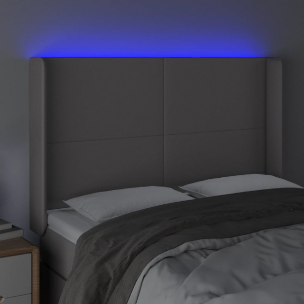 Cabecero con LED cuero sintético gris 147x16x118/128cm M 4