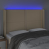 Cabeceira cama c/ luzes LED tecido 147x16x118/128 cm cor creme 4