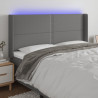 Cabecero con LED de tela gris oscuro 203x16x118/128 cm 1