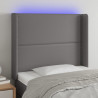 Cabeceira cama c/ LED couro artif. 103x16x118/128 cm cinzento 1