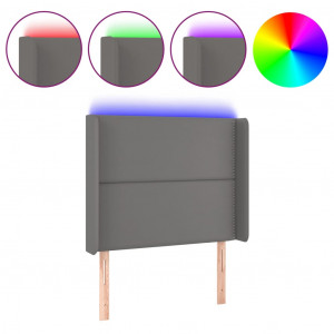 Cabecero con LED cuero sintético gris 103x16x118/128cm H