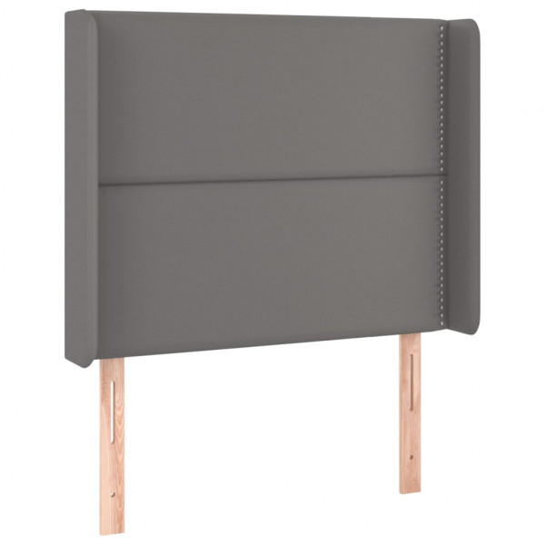 Cabeceira cama c/ LED couro artif. 103x16x118/128 cm cinzento M 3