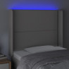 Cabeceira cama c/ LED couro artif. 103x16x118/128 cm cinzento 4