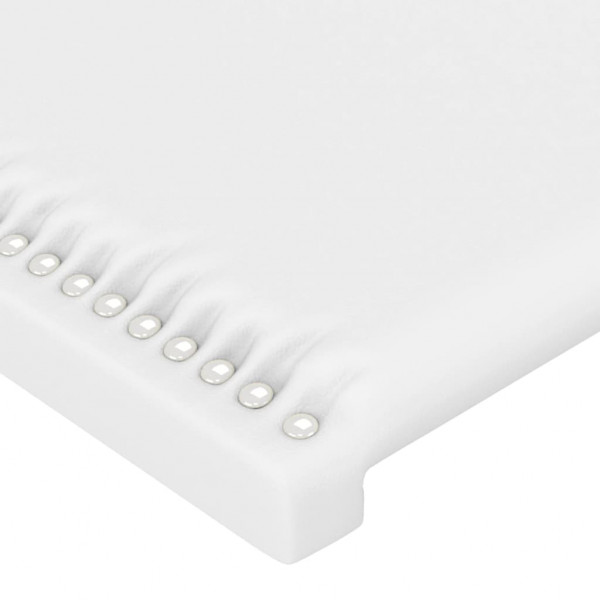 Cabeceira cama c/ LED couro artificial 203x16x118/128 cm branco M 5