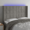 Cabecero con LED de terciopelo gris claro 147x16x118/128 cm 1