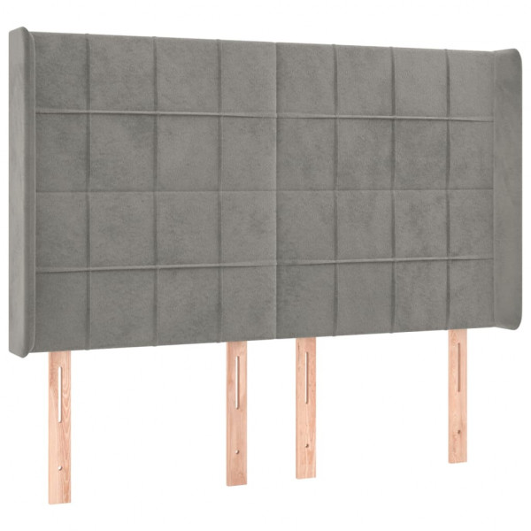 Cabecero con LED de terciopelo gris claro 147x16x118/128 cm M 3