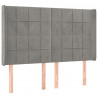 Cabecero con LED de terciopelo gris claro 147x16x118/128 cm 3