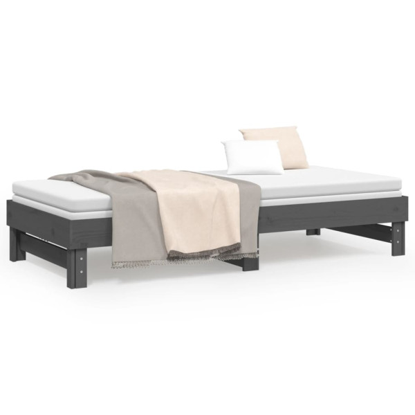 Sofá-cama de puxar 2x(100x200) cm pinho maciço cinza M 5
