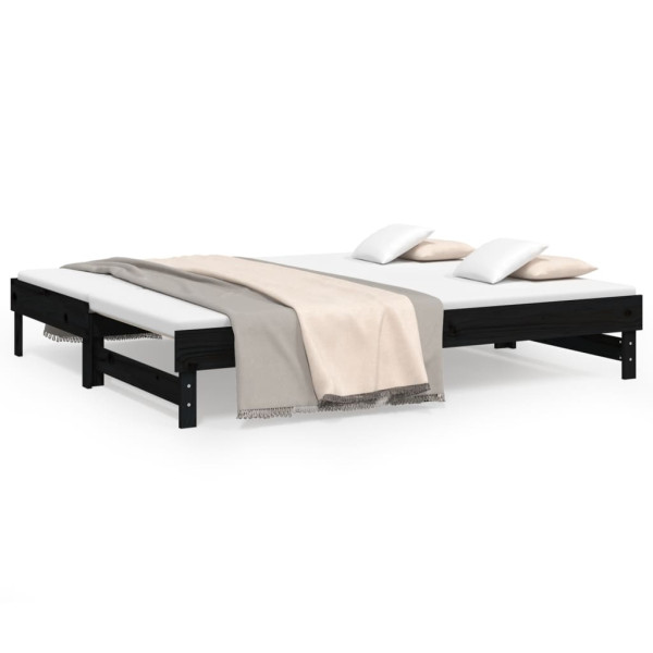 Sofá cama extraíble madera maciza de pino negro 2x(100x200) cm M 2