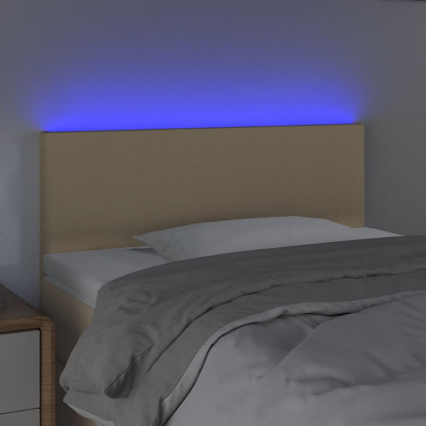 Cabeceira de cama c/ luzes LED tecido 90x5x78/88 cm cor creme M 3