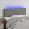 Cabeceira de cama c/luzes LED tecido 100x5x78/88cm cinza-escuro 1