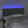 Cabeceira de cama c/luzes LED tecido 100x5x78/88cm cinza-escuro 3