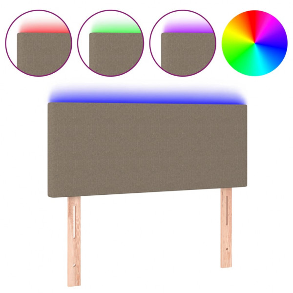 Cabecero con LED de tela gris taupe 100x5x78/88 cm M 2