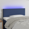 Cabeceira de cama c/ luzes LED tecido 100x5x78/88 cm azul 1