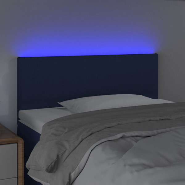 Cabeceira de cama c/ luzes LED tecido 100x5x78/88 cm azul M 3