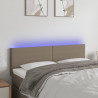 Cabeceira cama luzes LED tecido 144x5x78/88cm cinza-acastanhado 1