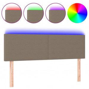 Cabecero con LED de tela gris taupe 144x5x78/88 cm H