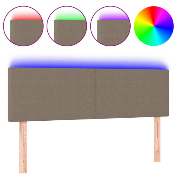 Cabecero con LED de tela gris taupe 144x5x78/88 cm M 2