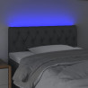 Cabeceira de cama c/ luzes LED tecido 90x7x78/88cm cinza-escuro 3