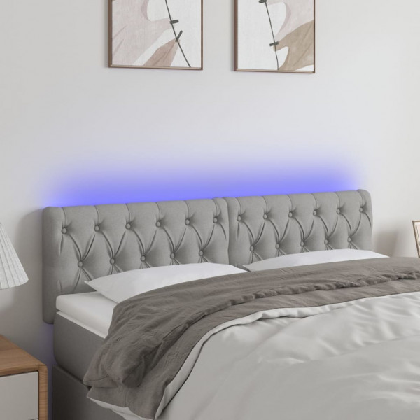 Cabecero con LED de tela gris claro 144x7x78/88 cm D
