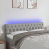 Cabeceira de cama c/ luzes LED tecido 144x7x78/88cm cinza-claro 1
