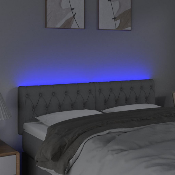 Cabeceira de cama c/ luzes LED tecido 144x7x78/88cm cinza-claro M 3