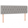 Cabeceira de cama c/ luzes LED tecido 144x7x78/88cm cinza-claro 4